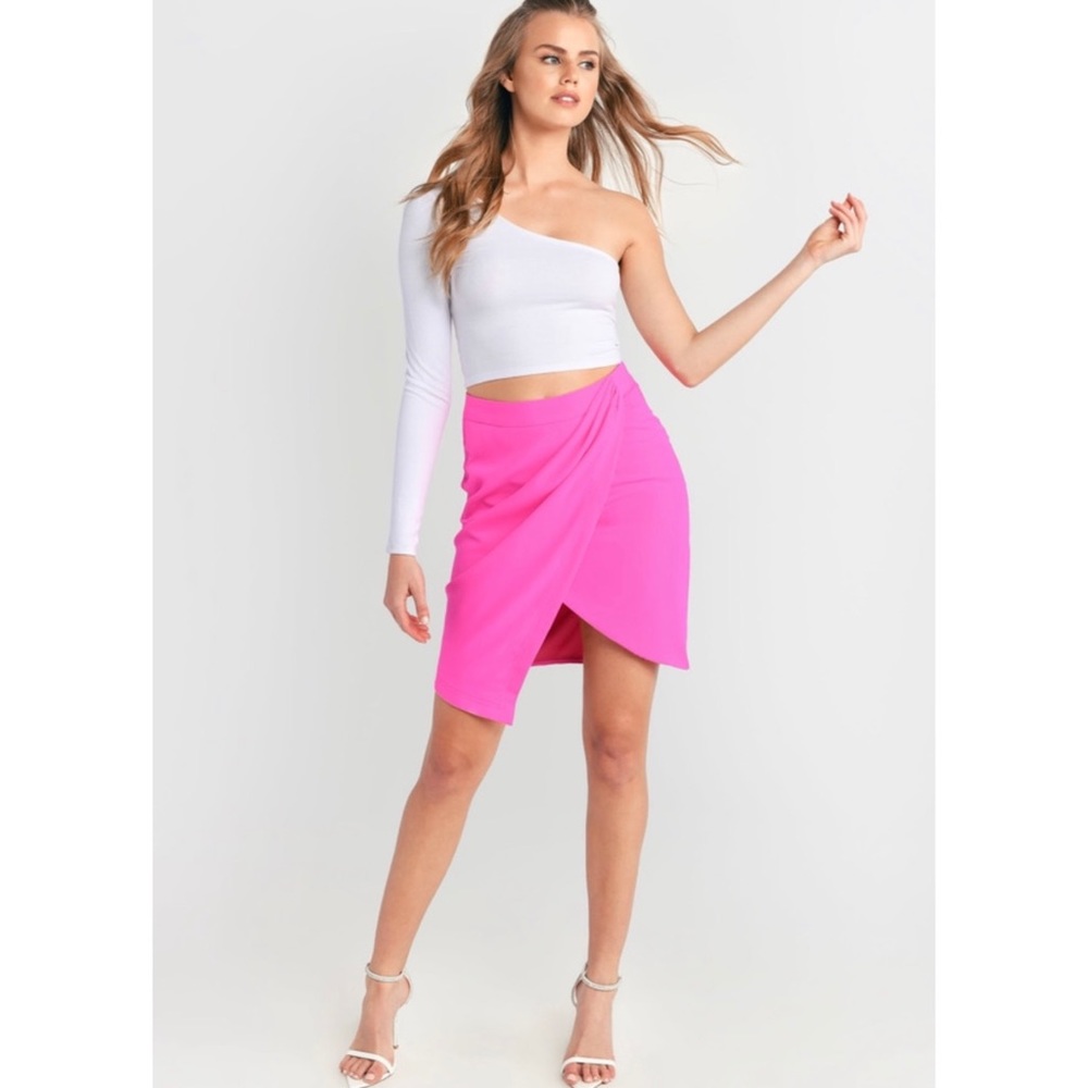 NWT Neon Pink Draped Wrap Skirt